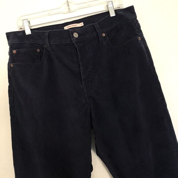Levis Wedgie Straight Leg Navy Blue Button Fly Corduroy Casual Pants - 32 - Picture 2 of 10